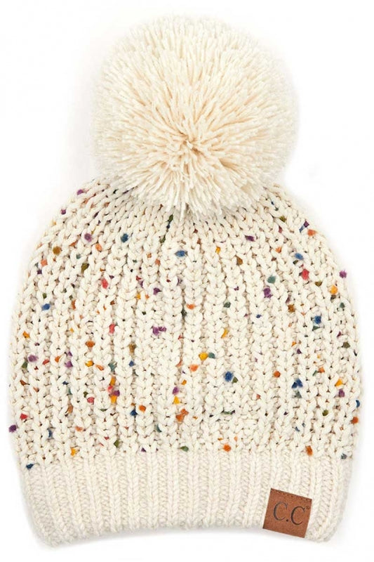 C.C. Chenille Confetti Beanie Hat-BLACK
