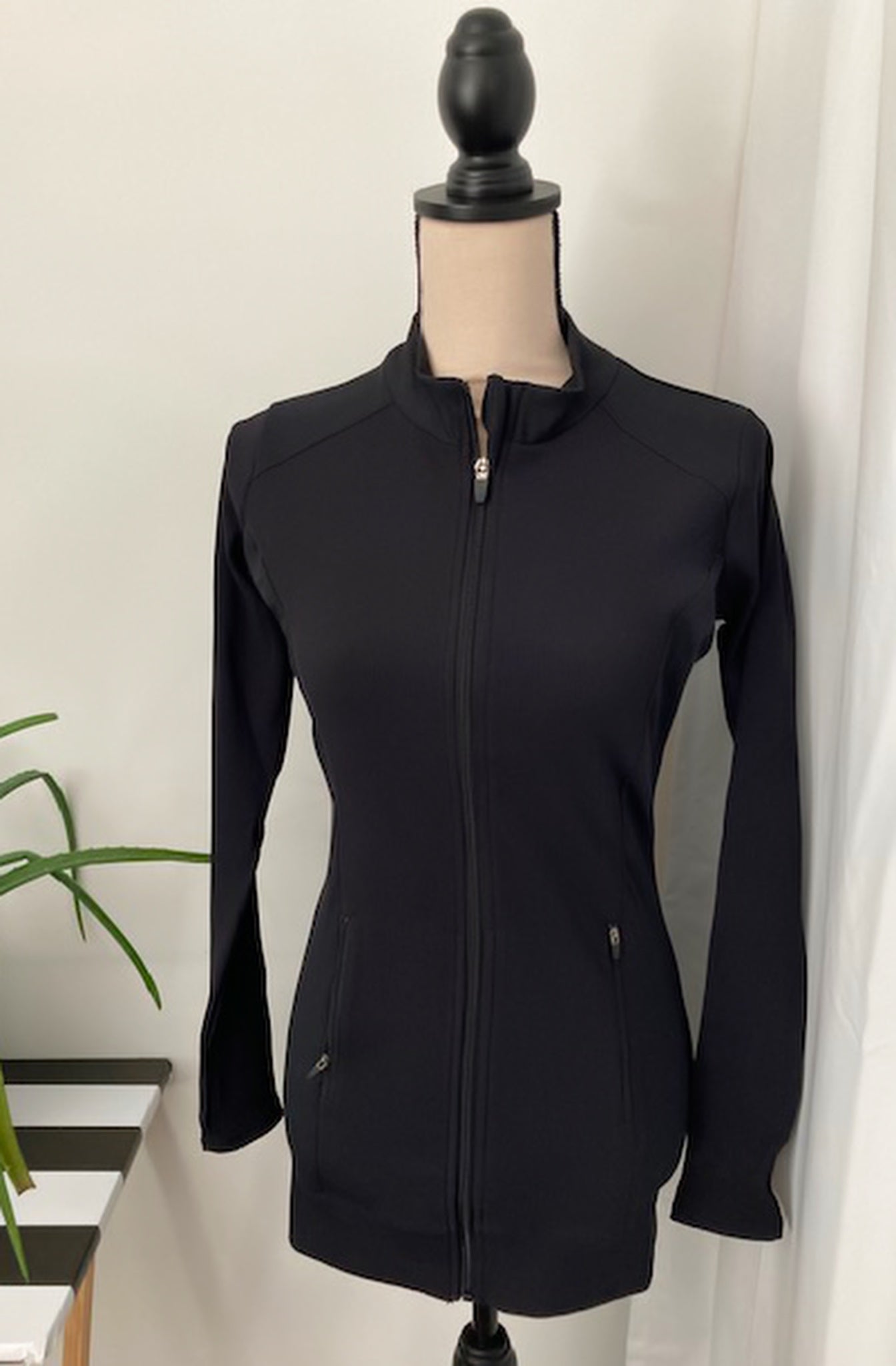 Ribbed & Smooth Zip-Up Longline Jacket
