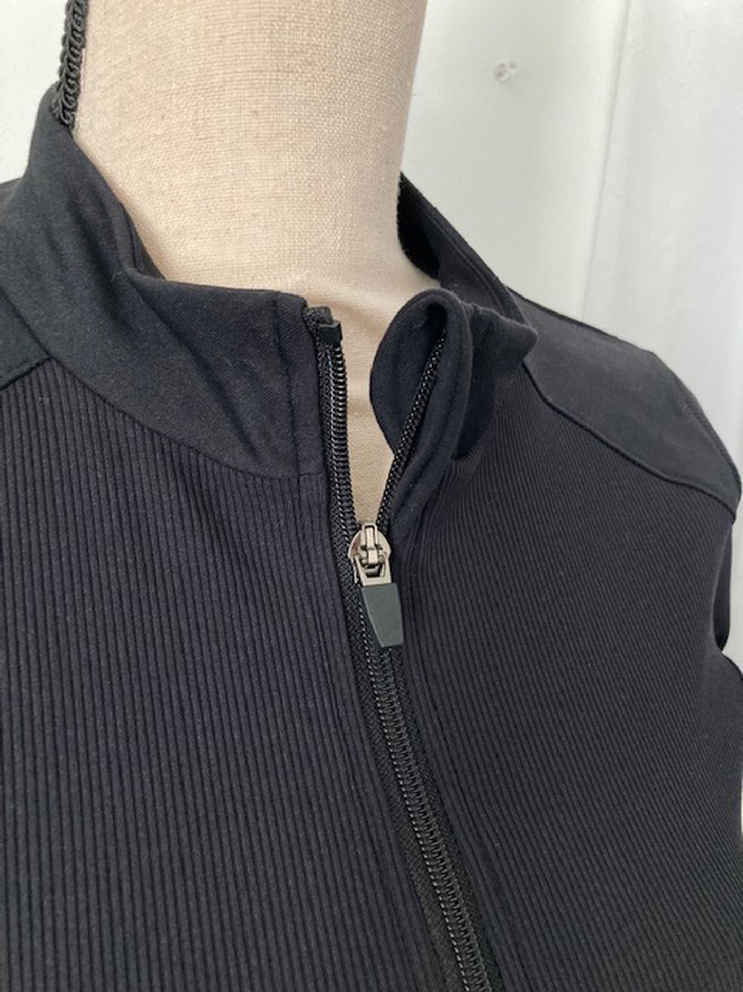 Ribbed & Smooth Zip-Up Longline Jacket