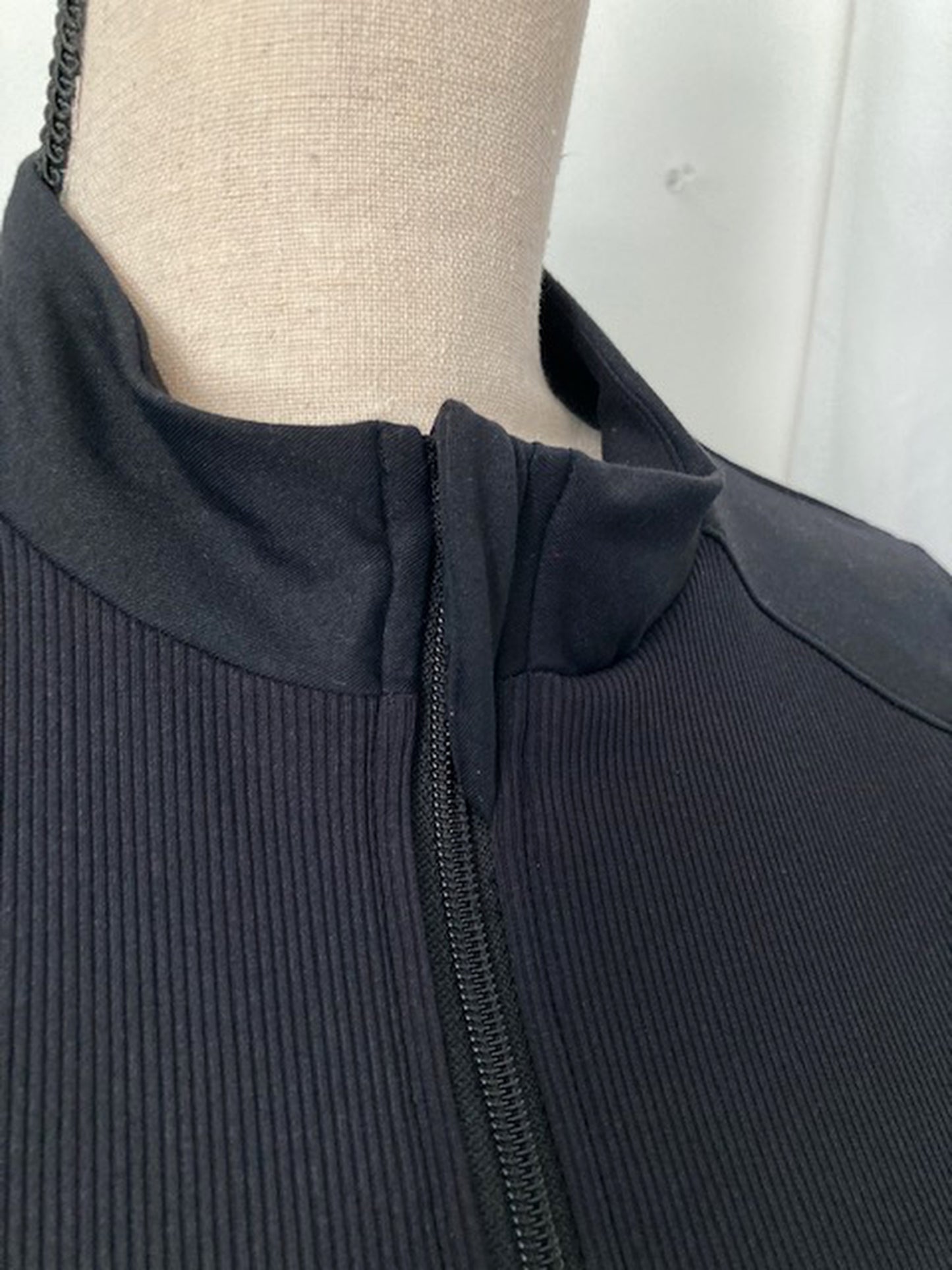 Ribbed & Smooth Zip-Up Longline Jacket