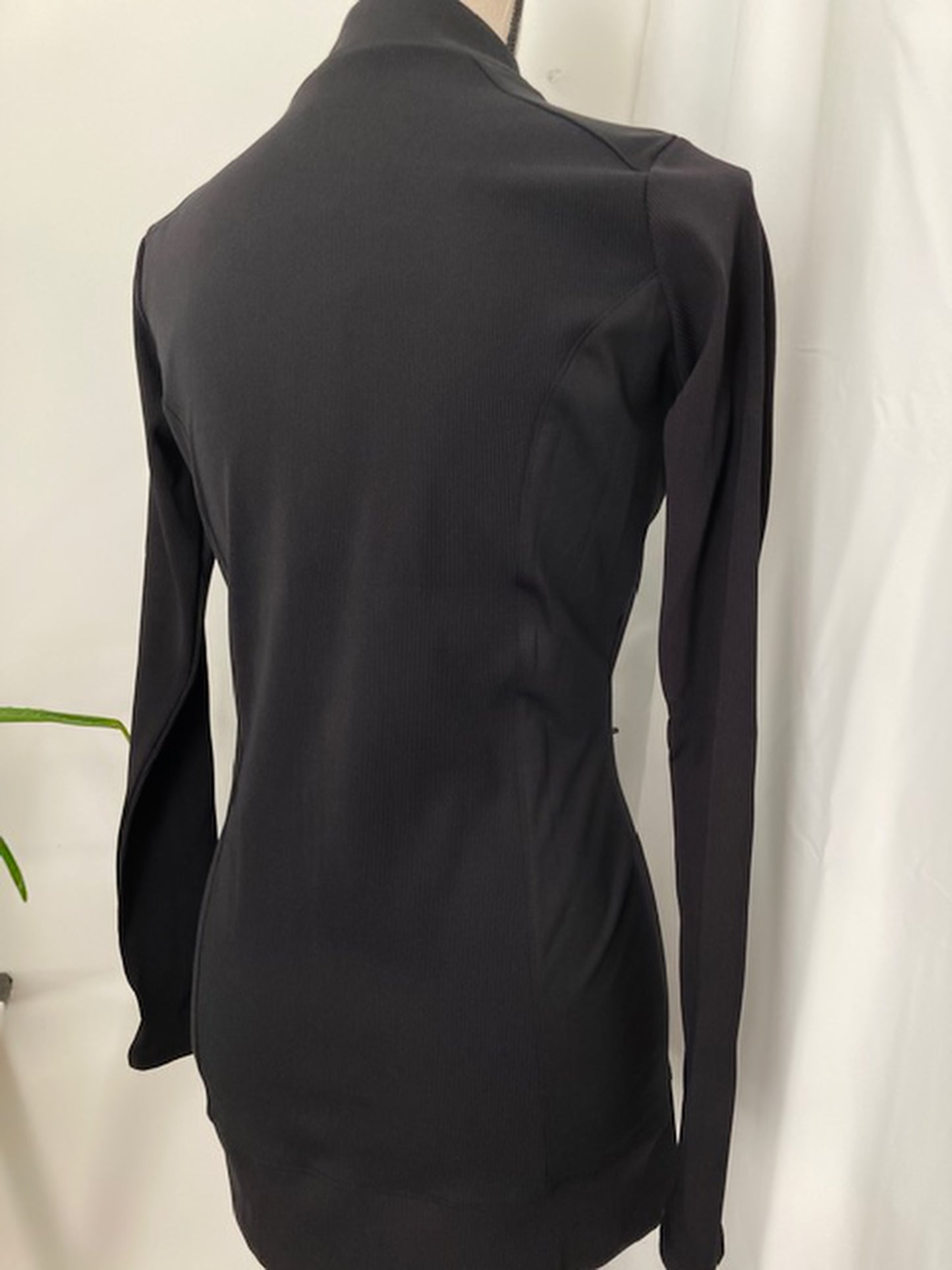 Ribbed & Smooth Zip-Up Longline Jacket