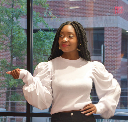 Puff Sleeve Retro Top-White