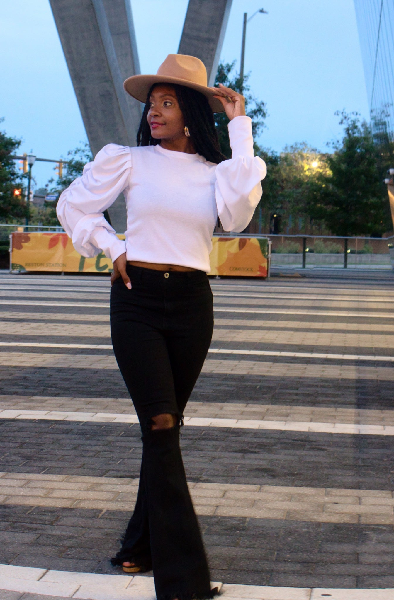 Puff Sleeve Retro Top-White