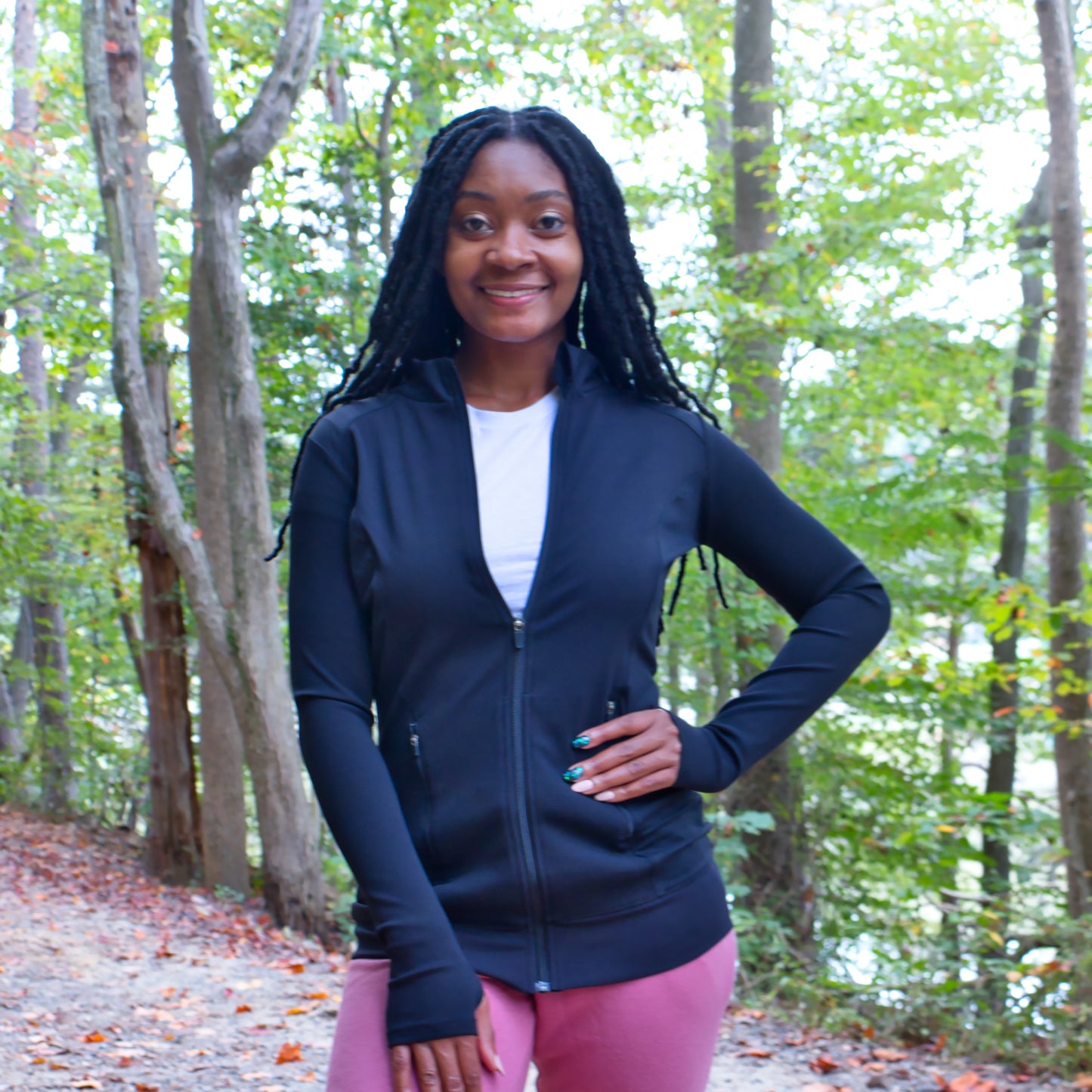 Ribbed & Smooth Zip-Up Longline Jacket