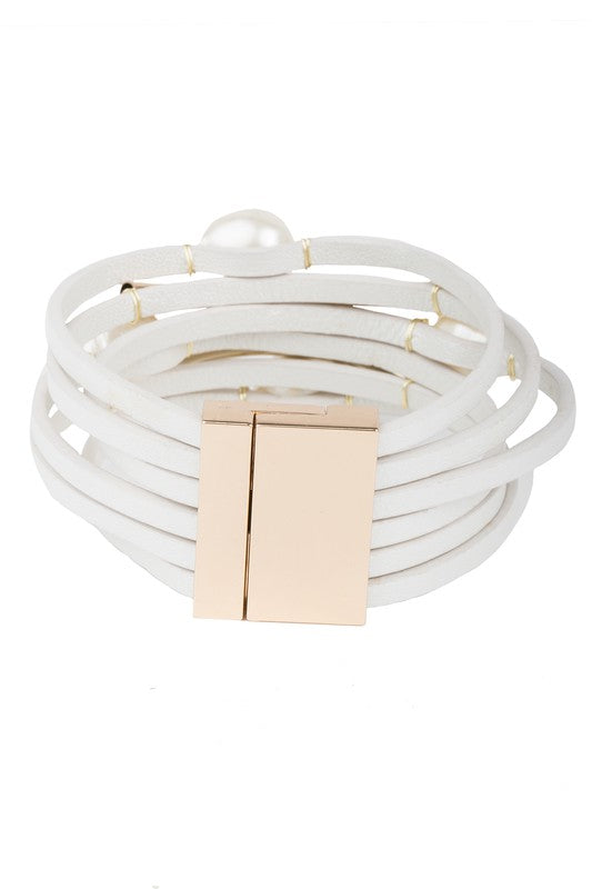 PEARL ACCENT LEATHER BRACELET