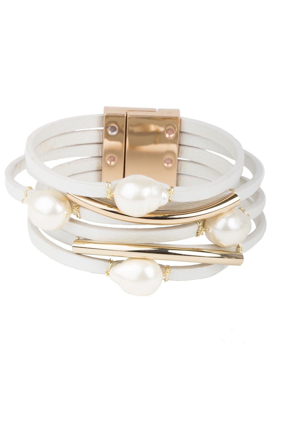 PEARL ACCENT LEATHER BRACELET