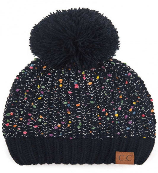C.C. Chenille Confetti Beanie Hat-BLACK