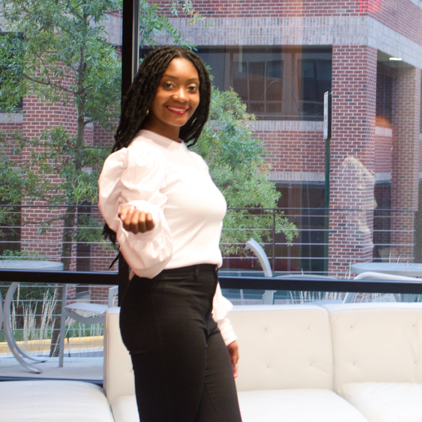 Puff Sleeve Retro Top-White