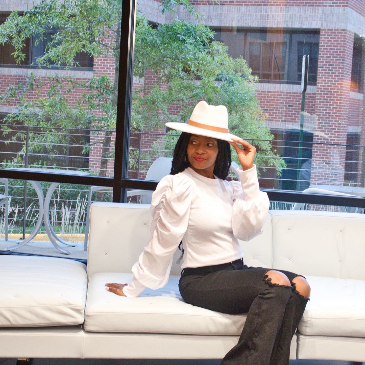 Puff Sleeve Retro Top-White