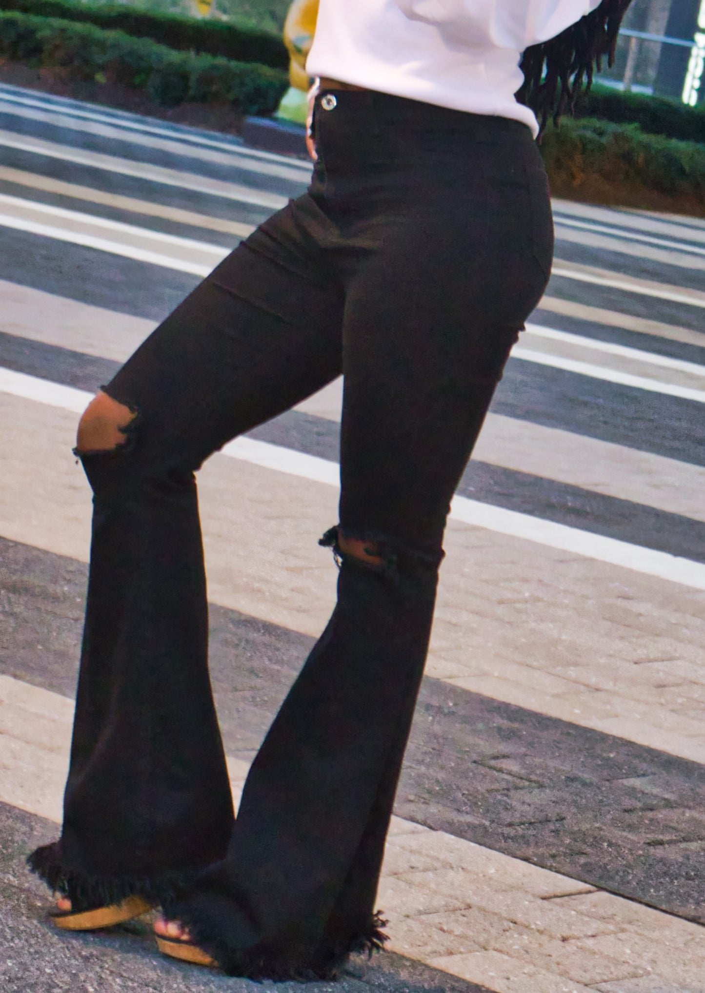 Barbie Frayed Jeans-Black