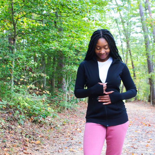 Ribbed & Smooth Zip-Up Longline Jacket