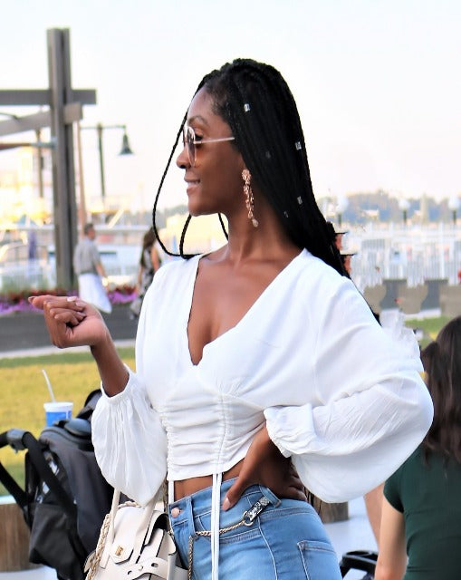V-Neck Lantern Crop Top